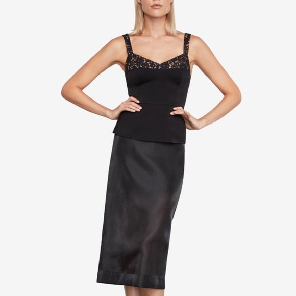 BCBGMaxAzria Corset Crepe Lace Trim Tank - Picture 4 of 9